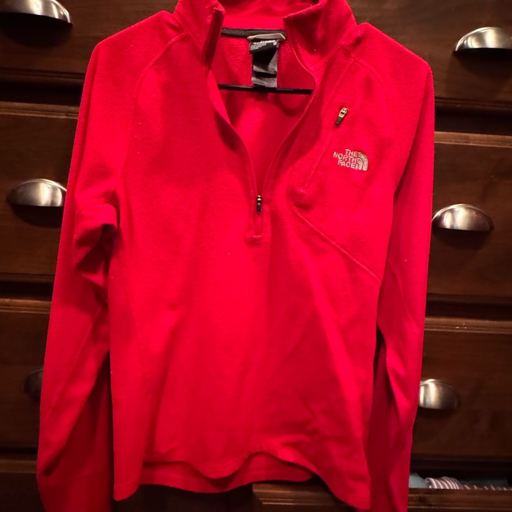The North Face Red Fleece Quarter Zip Jacket